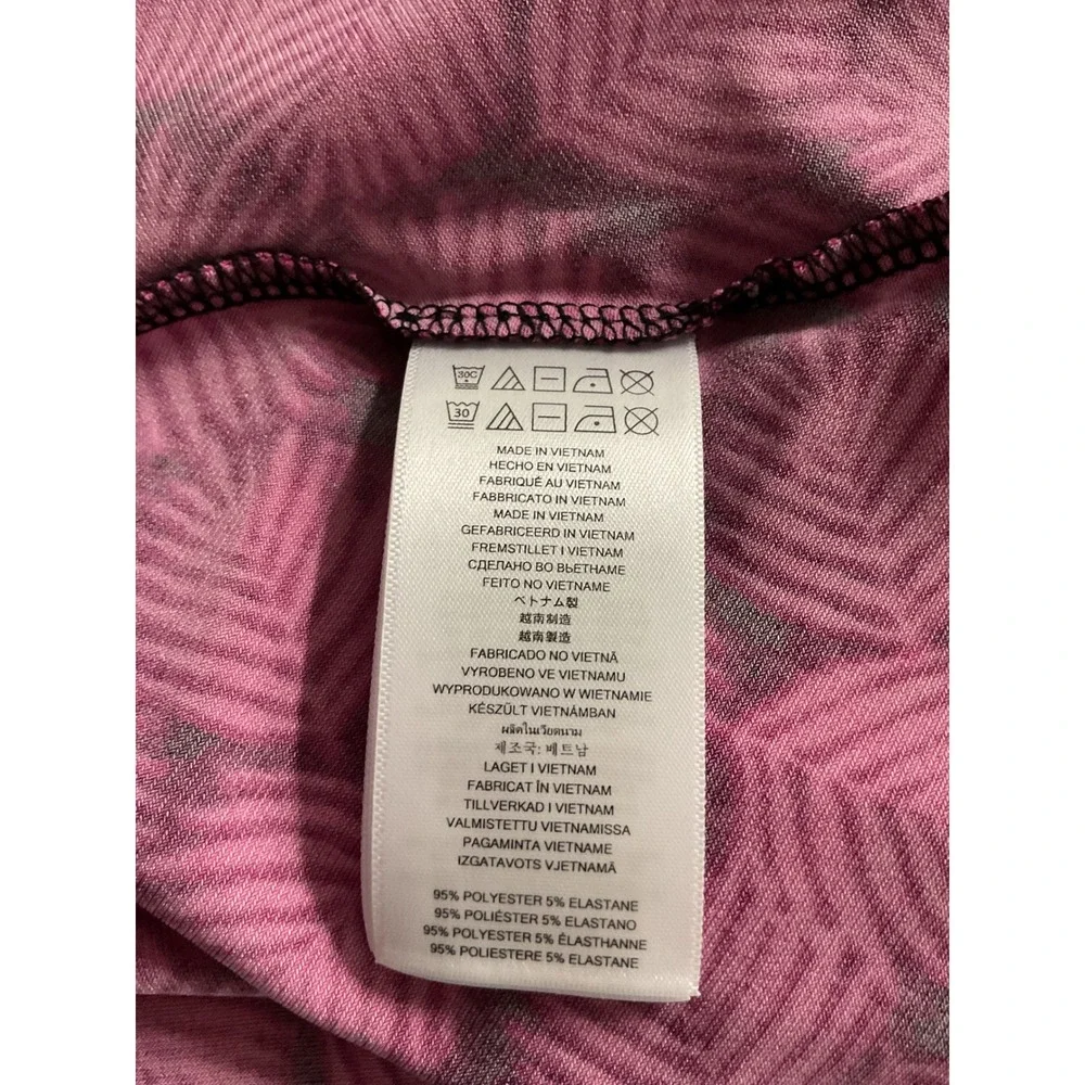 Michael Kors Pink Black Palm Leaf Print Fit & Flare Dress Scoop‎ Neck